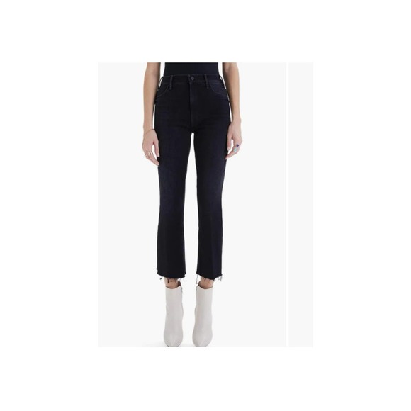 Mother Hustler Ankle Fray Jeans Encounters At Night High Rise Black Size 32 NWT